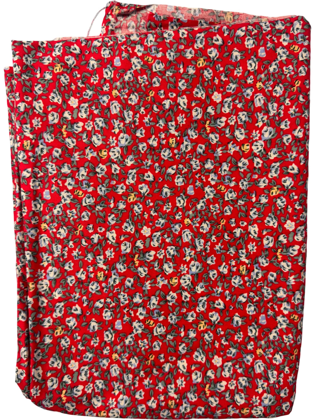 Floral Red Fabric Material - 3m - Think Vintage Online Ltd