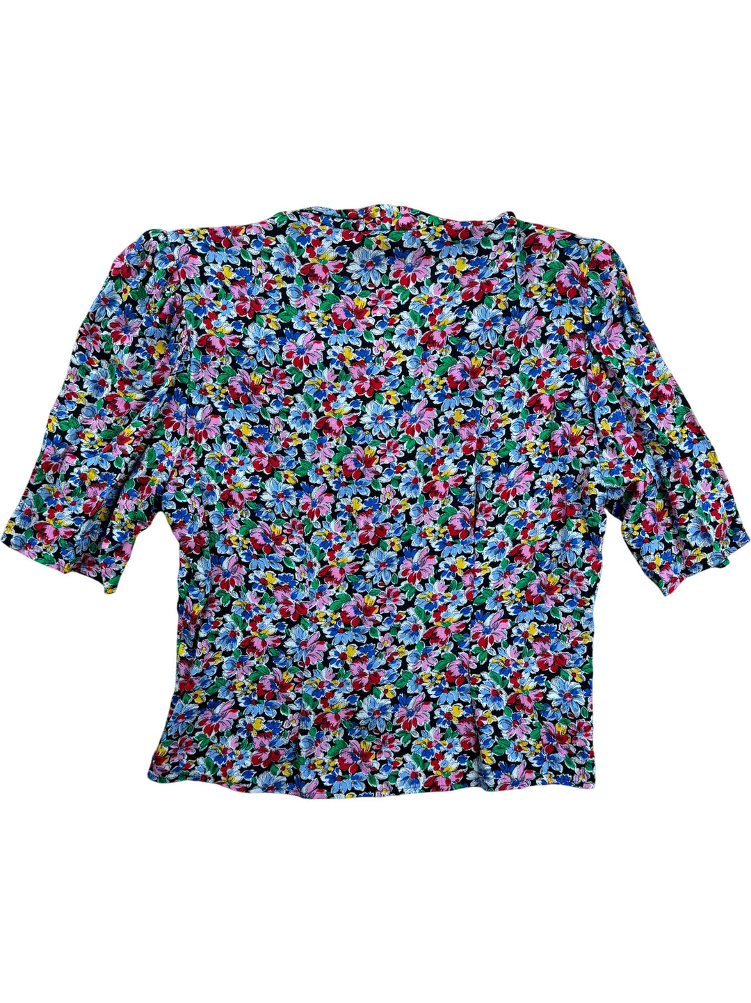 Floral Short Sleeve Blouse - M - Think Vintage ltd