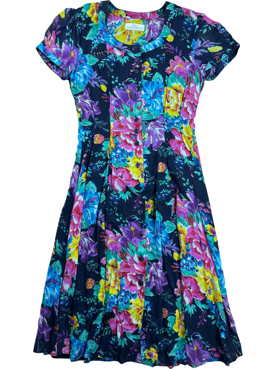Floral Short Sleeve Dress - S/M - Think Vintage ltd