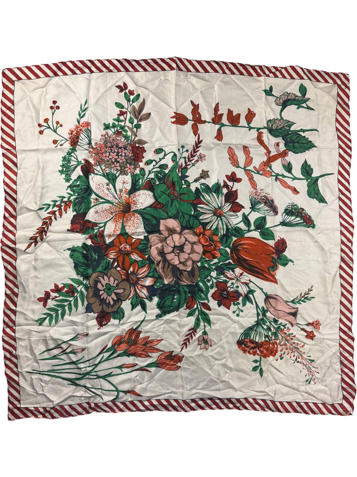 Floral Silk Hand Printed Scarf - Think Vintage ltd