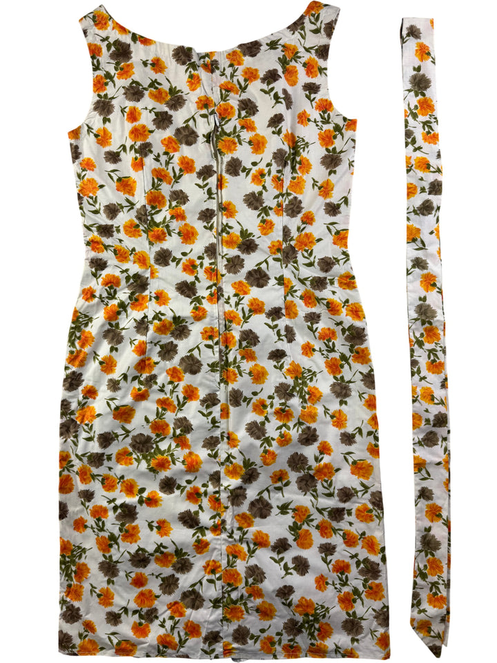 Floral Sleeveless Sheath Dress - M - Think Vintage