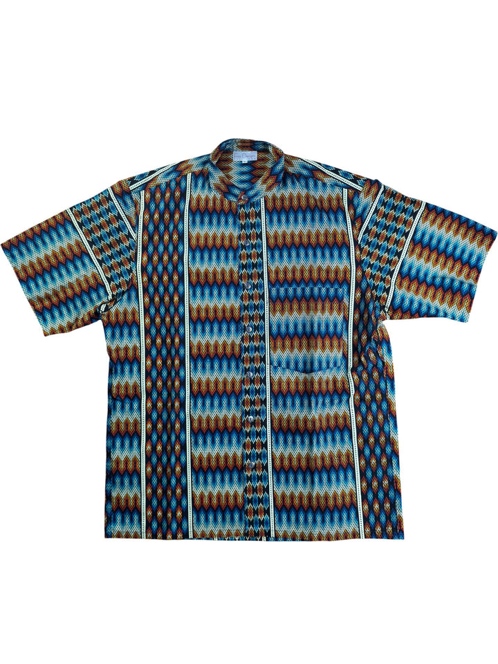 Fox Designs Geometric Short Sleeve Shirt - L - Think Vintage ltd