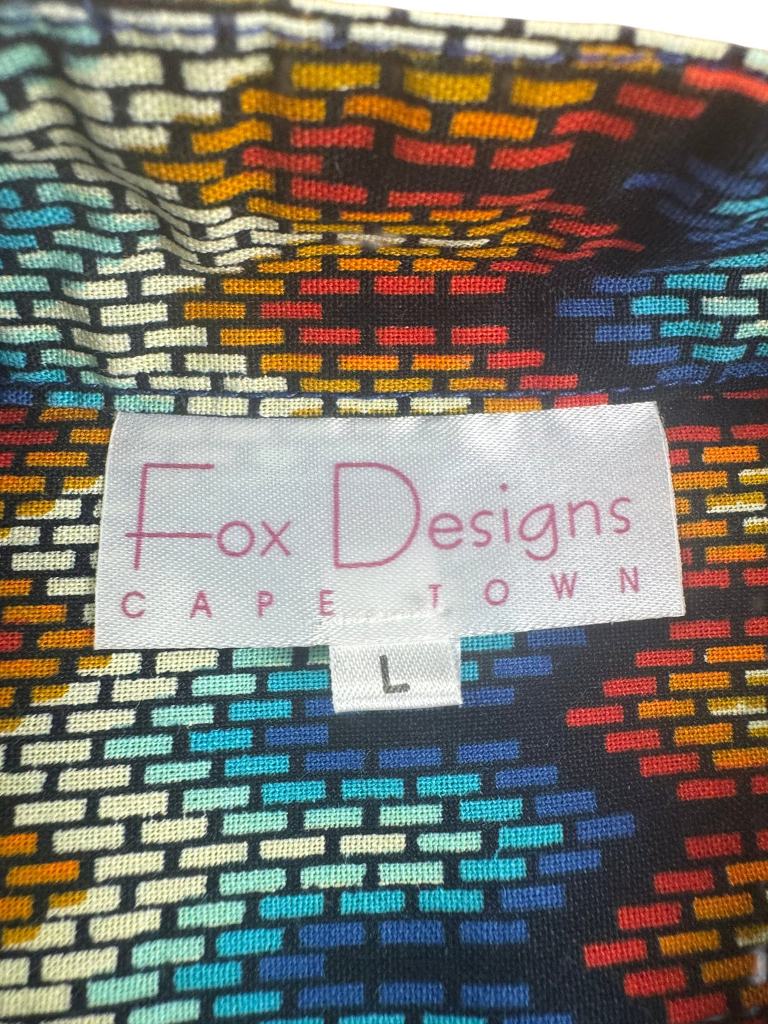 Fox Designs Geometric Short Sleeve Shirt - L - Think Vintage ltd