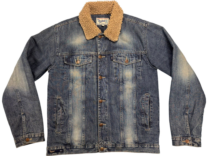 Foxhole Sherpa Lined Denim Trucker Jacket - XL - Think Vintage Online Ltd