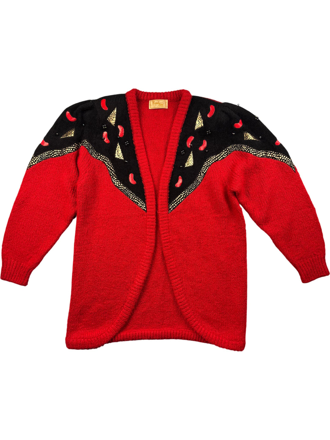 Frank Saul Red Knitted Cardigan - Think Vintage ltd