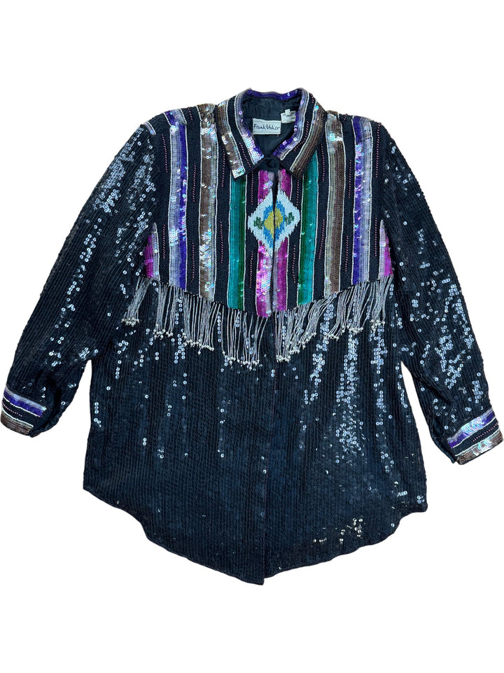 Frank Usher Sequin Embellished Jacket - XL - Think Vintage ltd