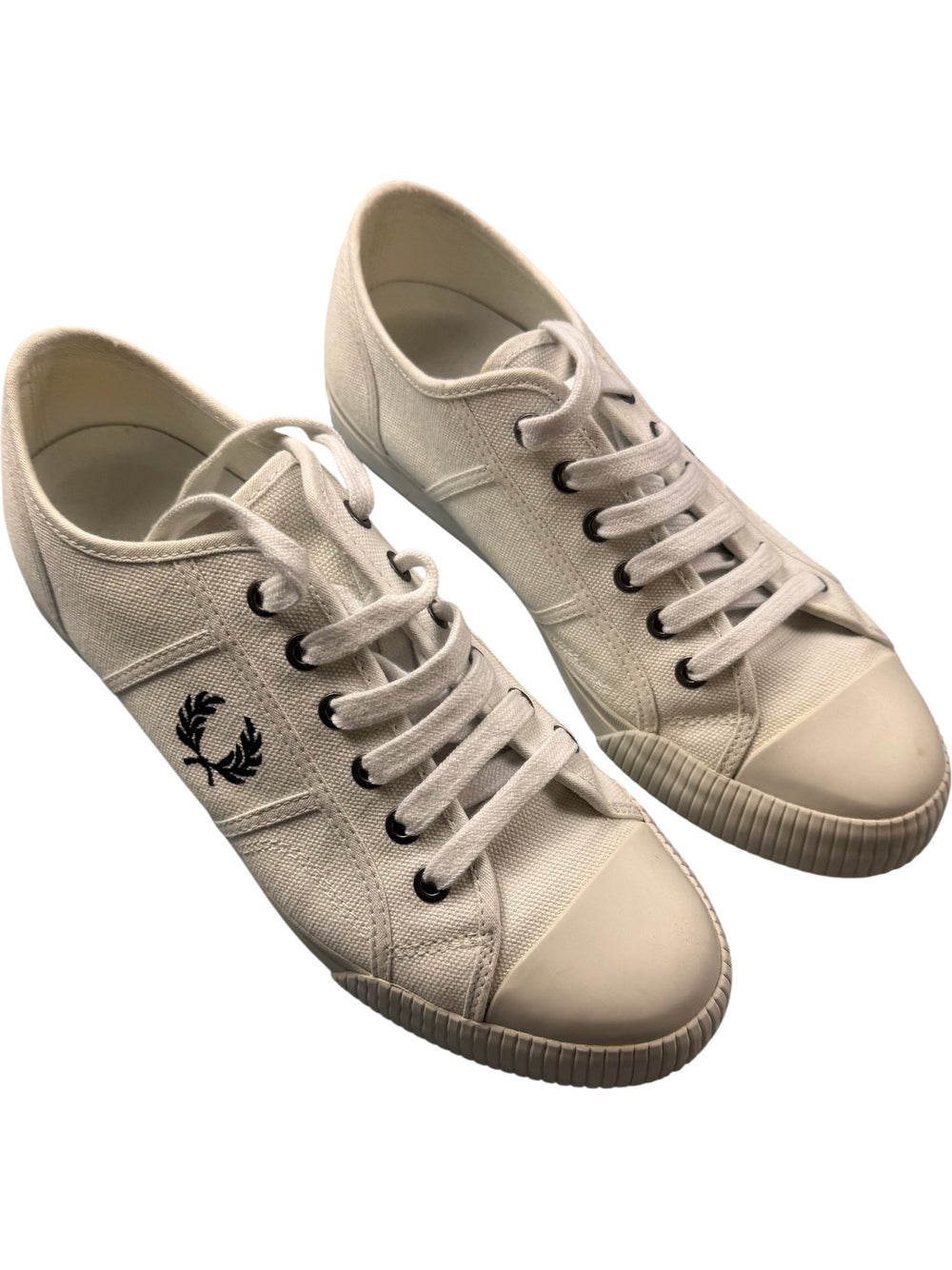 Fred Perry Canvas Low-Top Sneakers with Logo - Size 7 - Think Vintage ltd