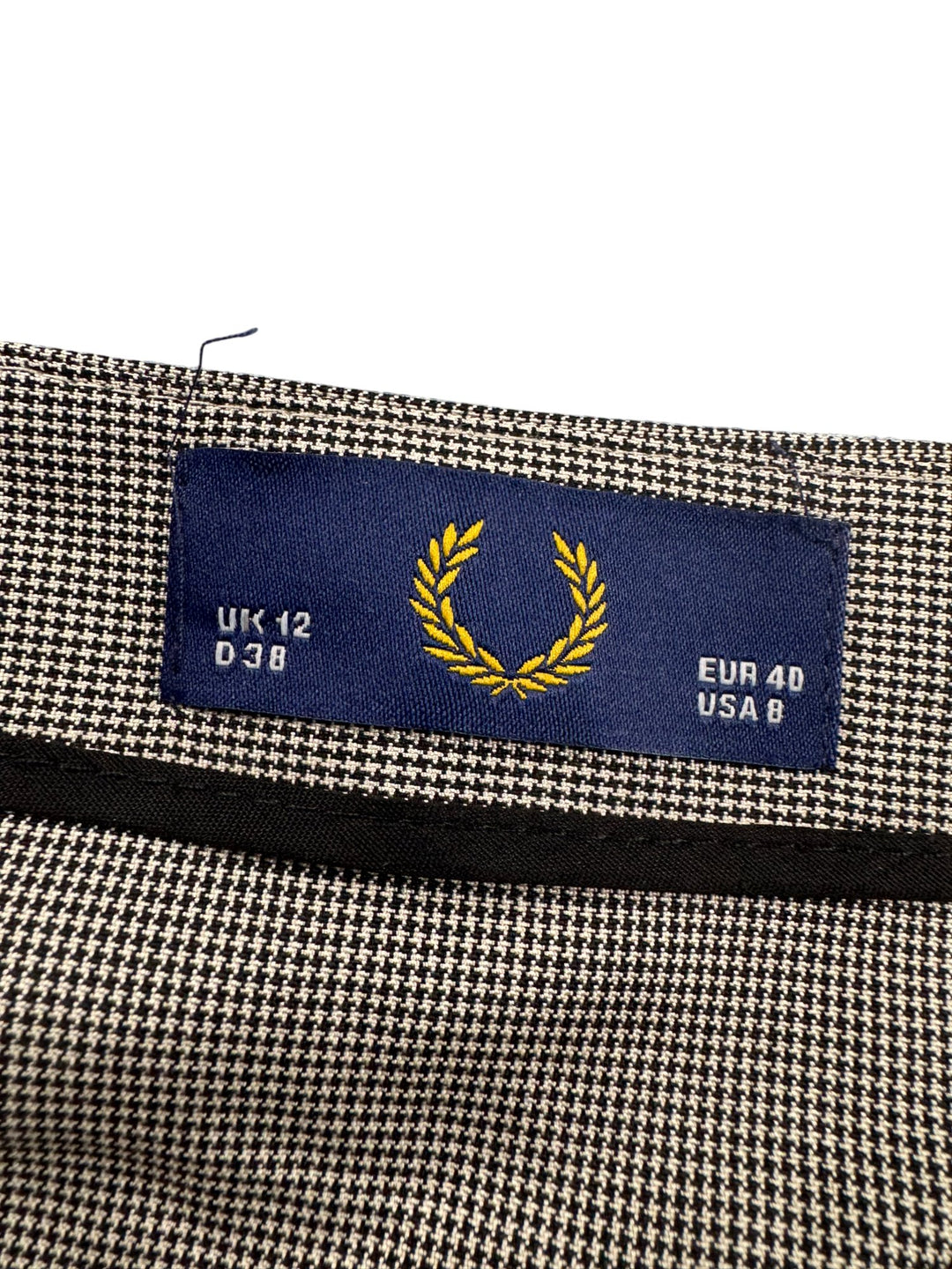 Fred Perry Houndstooth Patterned Skirt - W32 - Think Vintage ltd