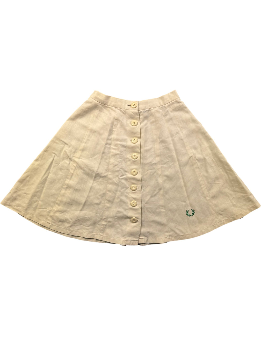 Fred Perry White Button Front Skirt - W24 - Think Vintage ltd