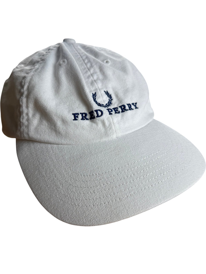 Fred Perry White Cotton Cap - Think Vintage ltd