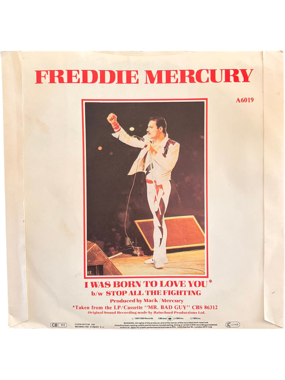 Freddie Mercury 'I Was Born To Love You' Vinyl - Fair - Think Vintage ltd