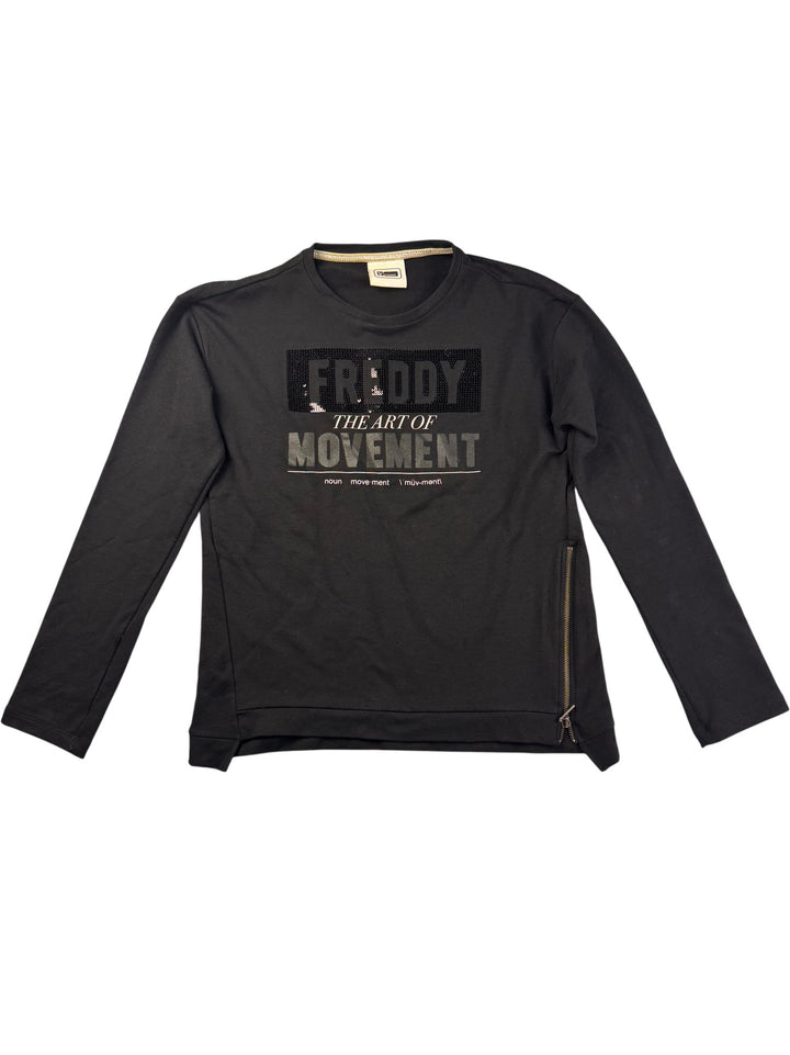 Freddy Long Sleeved Black Graphic Shirt - M - Think Vintage ltd