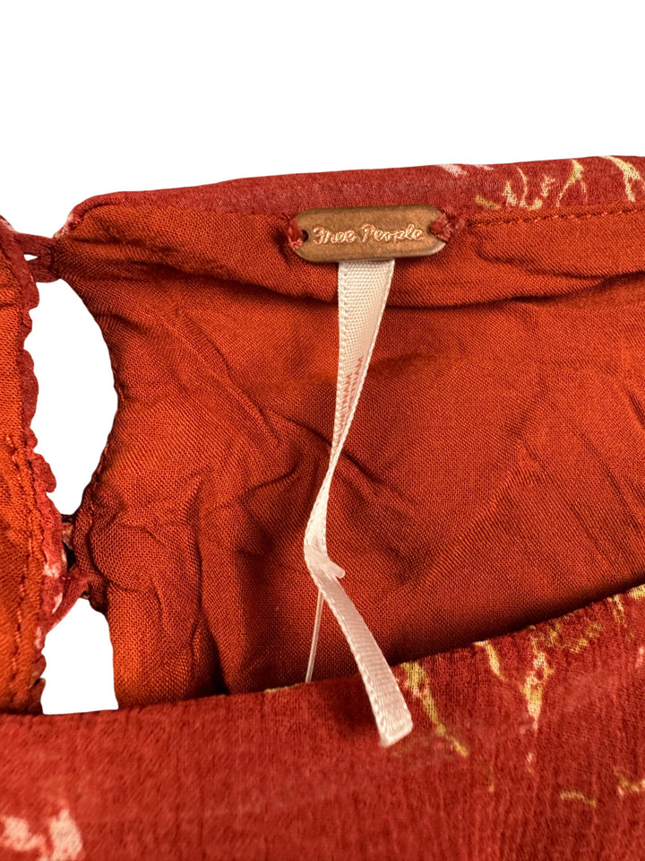 Free People Floral Ruched Long Sleeve Blouse - XS - Think Vintage Online Ltd