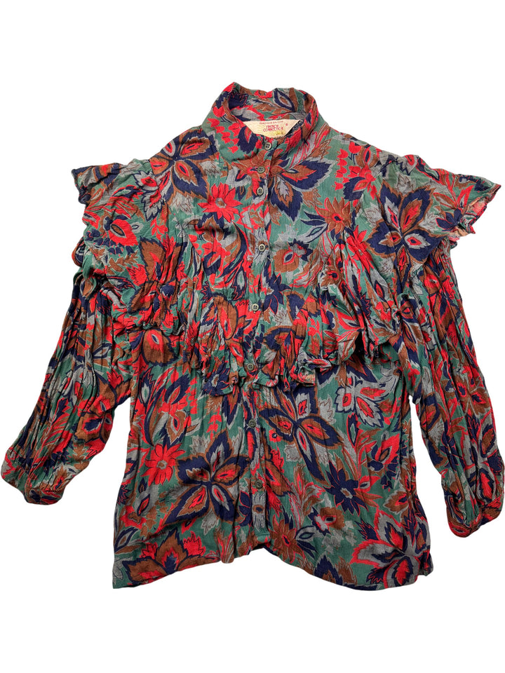 French Connection Floral Button-Up Blouse - S - Think Vintage Online Ltd