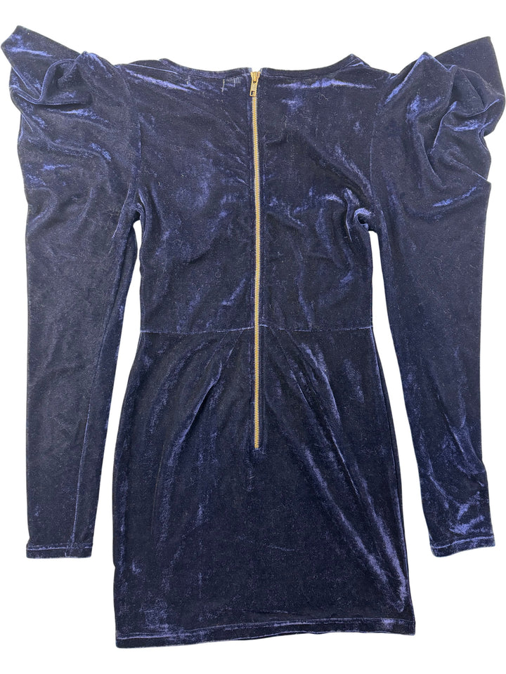 Frock And Frill Blue Long Sleeved Dress - S - Think Vintage ltd