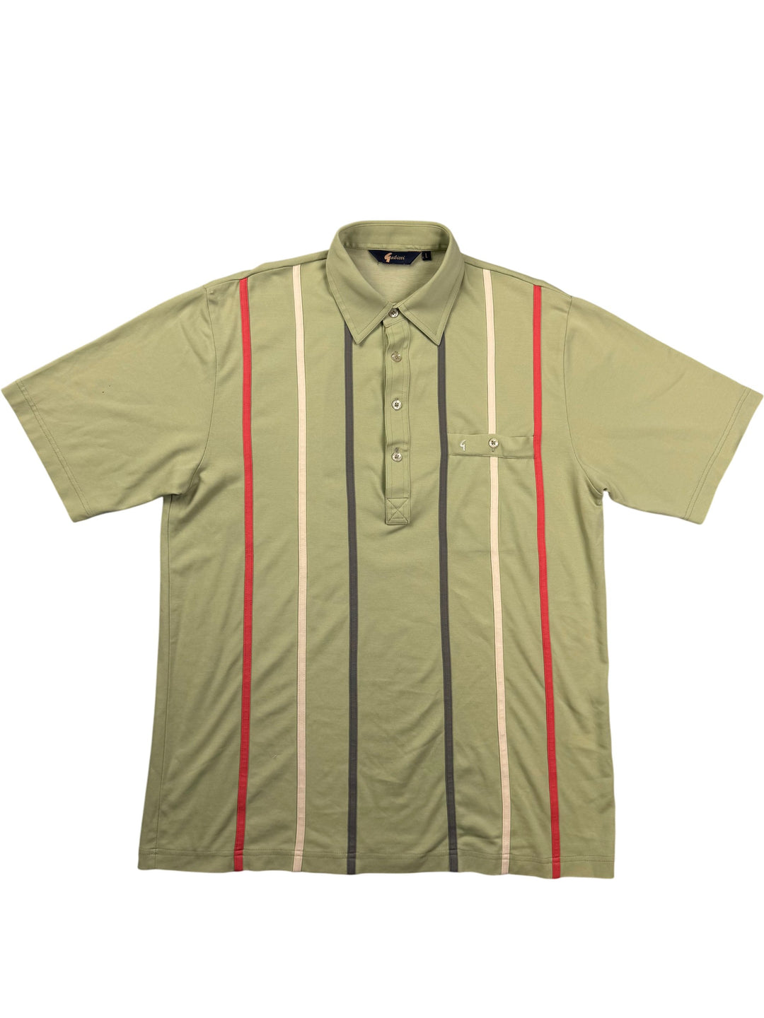 Gabicci Striped Short Sleeved Polo Shirt - L - Think Vintage