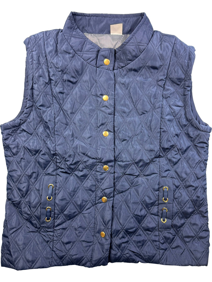 Gabriella Vicenza Quilted Navy Vest - L - Think Vintage Online Ltd