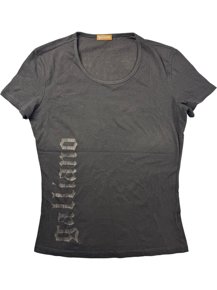 Galliano Black Short Sleeve T-Shirt - S - Think Vintage ltd