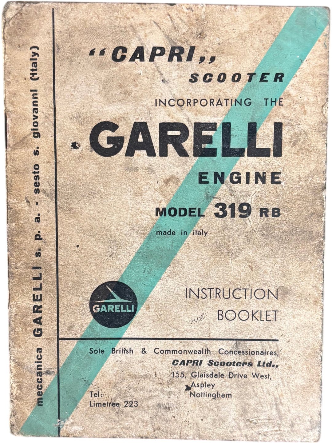 Garelli Capri Scooter Instruction Booklet Model 319 RB Vintage Manual - Think Vintage