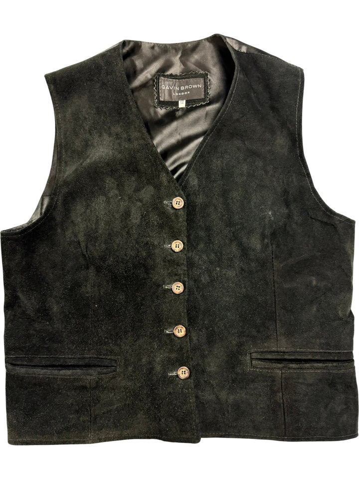 Gavin Brown Black Leather Waistcoat - Think Vintage