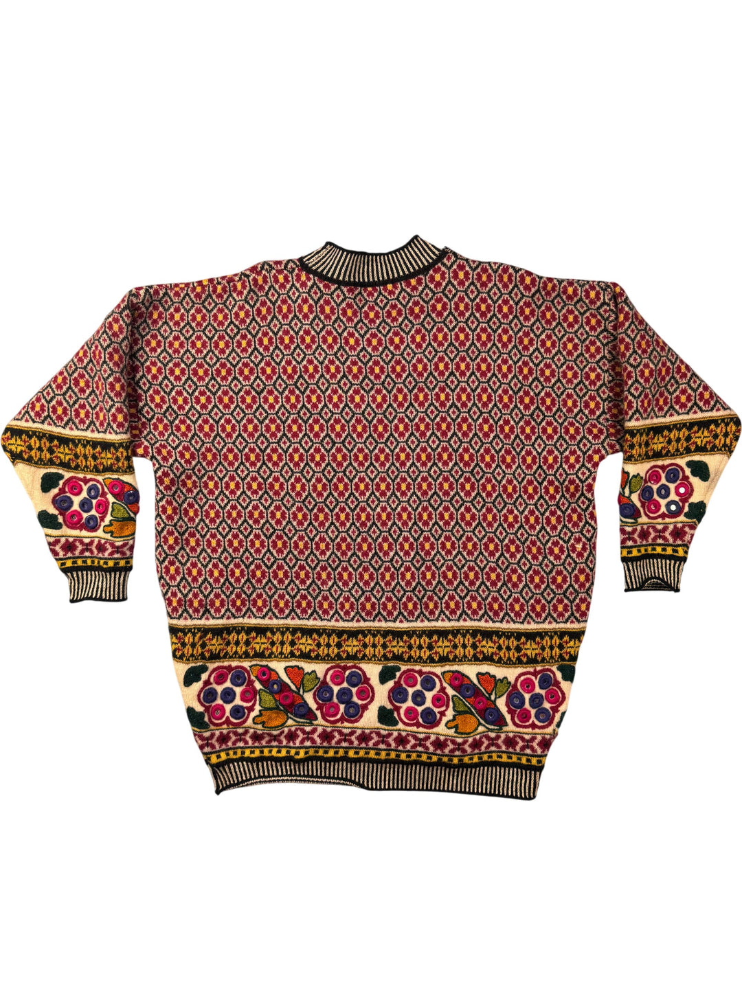 Geometric Floral Knit Sweater - Think Vintage