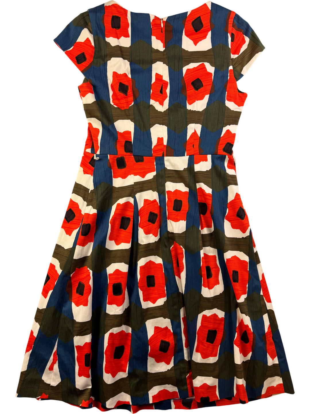 Geometric Patterned Cap Sleeve Dress - S - Think Vintage