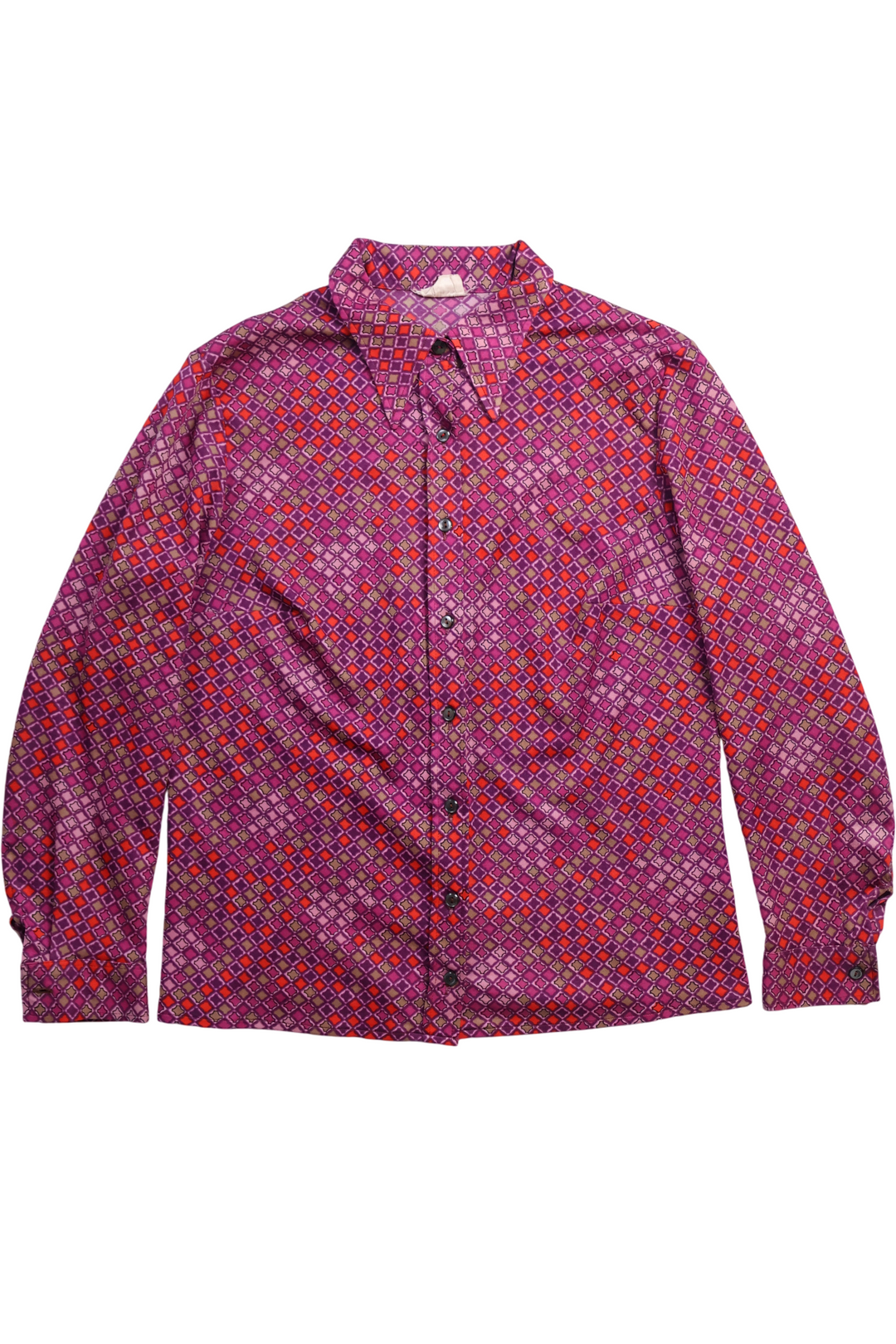 Geometric Patterned Long Sleeve Blouse - M - Think Vintage ltd