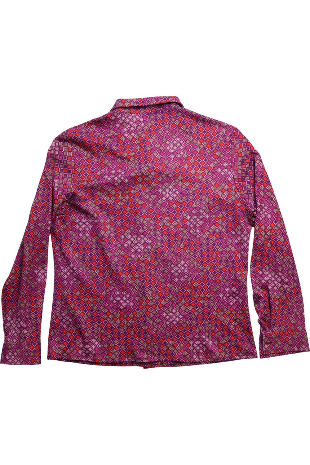 Geometric Patterned Long Sleeve Blouse - M - Think Vintage ltd