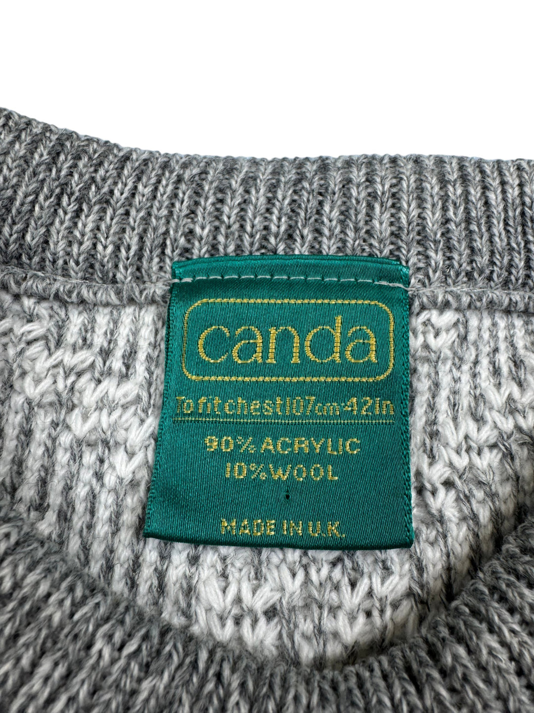 Geometric Patterned Wool Acrylic Sweater - L - Think Vintage Online Ltd