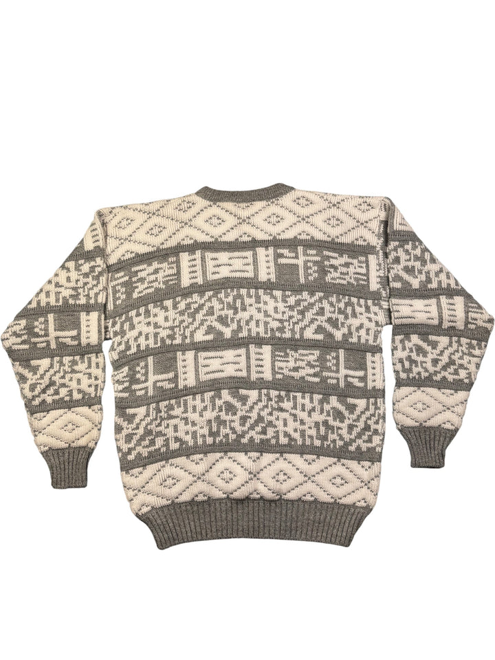 Geometric Patterned Wool Acrylic Sweater - L - Think Vintage ltd