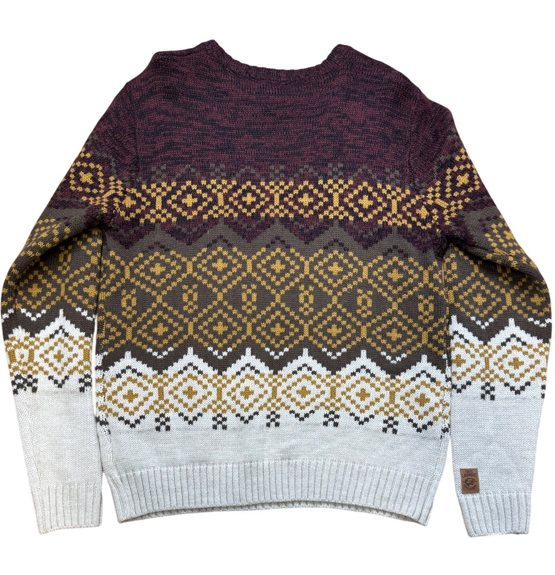 Geometric Patterned Wool Blend Sweater - L