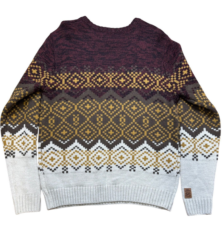 Geometric Patterned Wool Blend Sweater - L