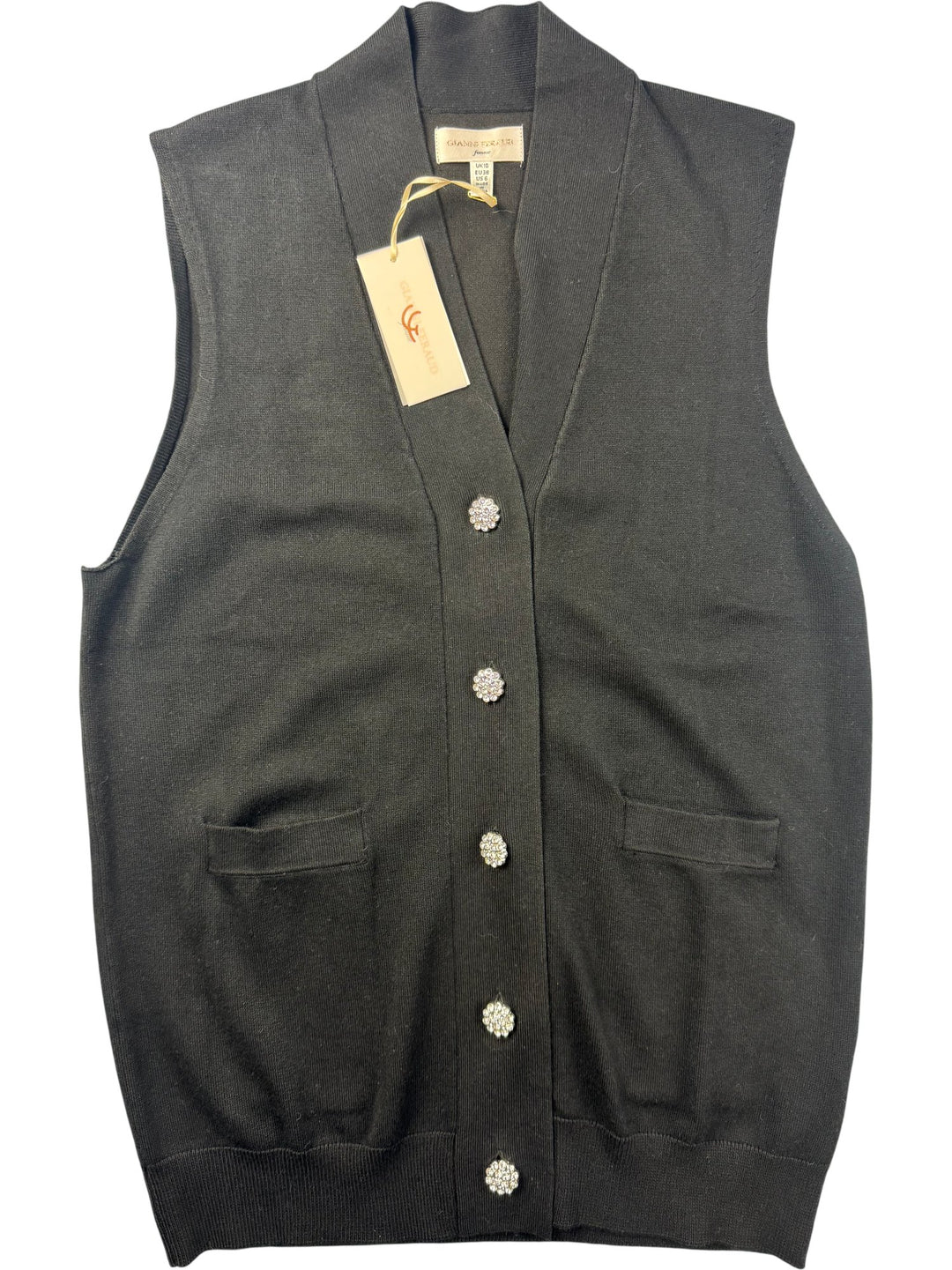 Gianni Feraud Black Sleeveless Vest - M - Think Vintage ltd