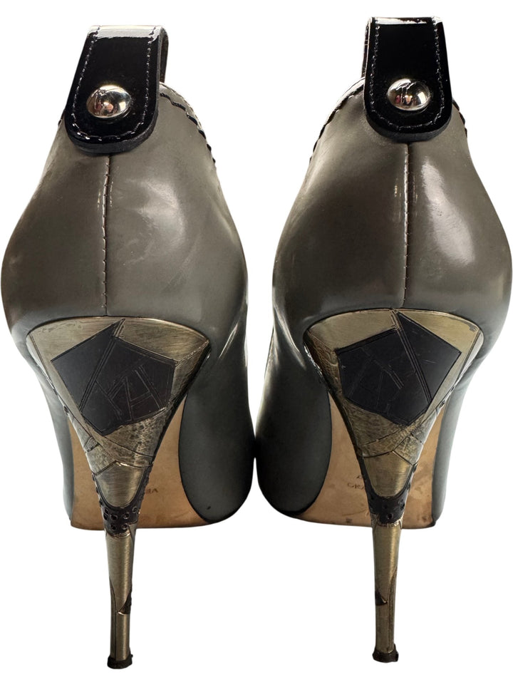 Giuseppe Zanotti Grey Leather Stiletto Heels - 6.5 - Think Vintage ltd