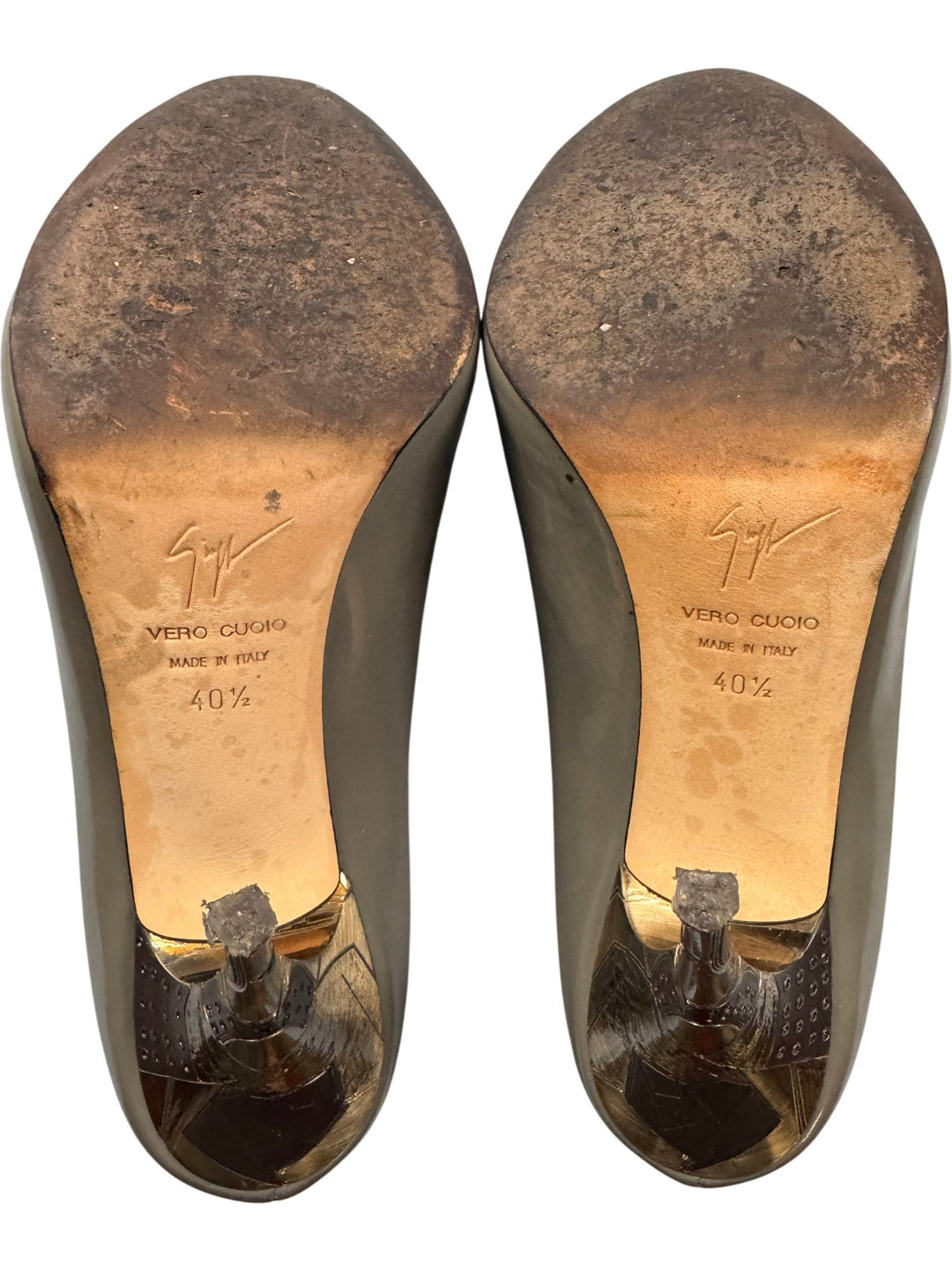 Giuseppe Zanotti Grey Leather Stiletto Heels - 6.5 - Think Vintage ltd