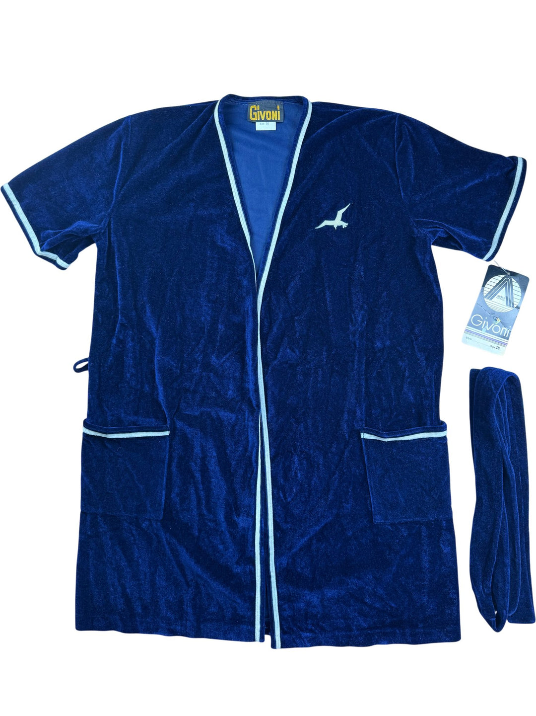 Givoni Blue Velour Robe - S - Think Vintage ltd
