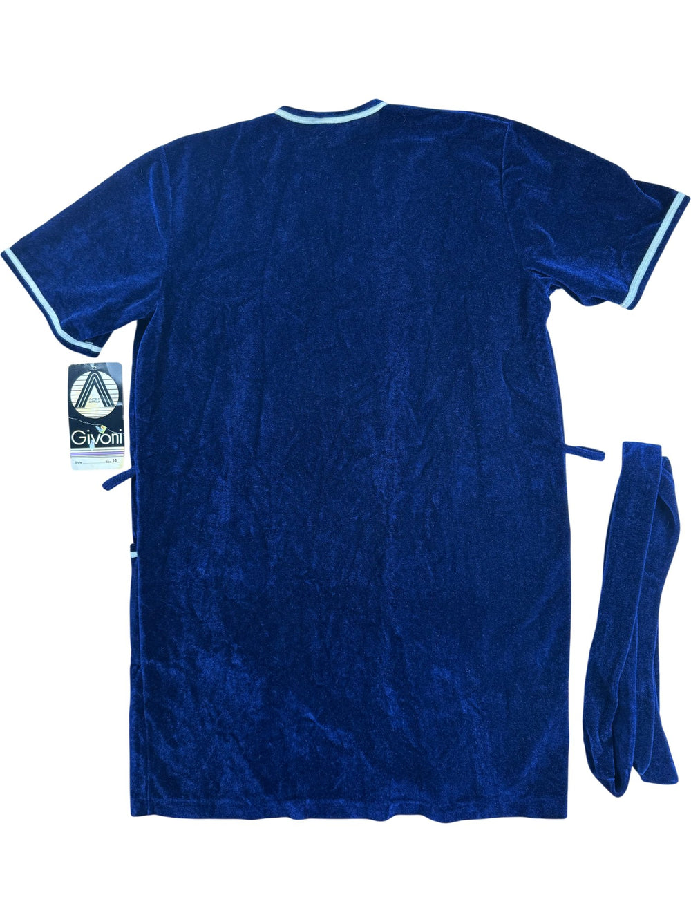 Givoni Blue Velour Robe - S - Think Vintage ltd