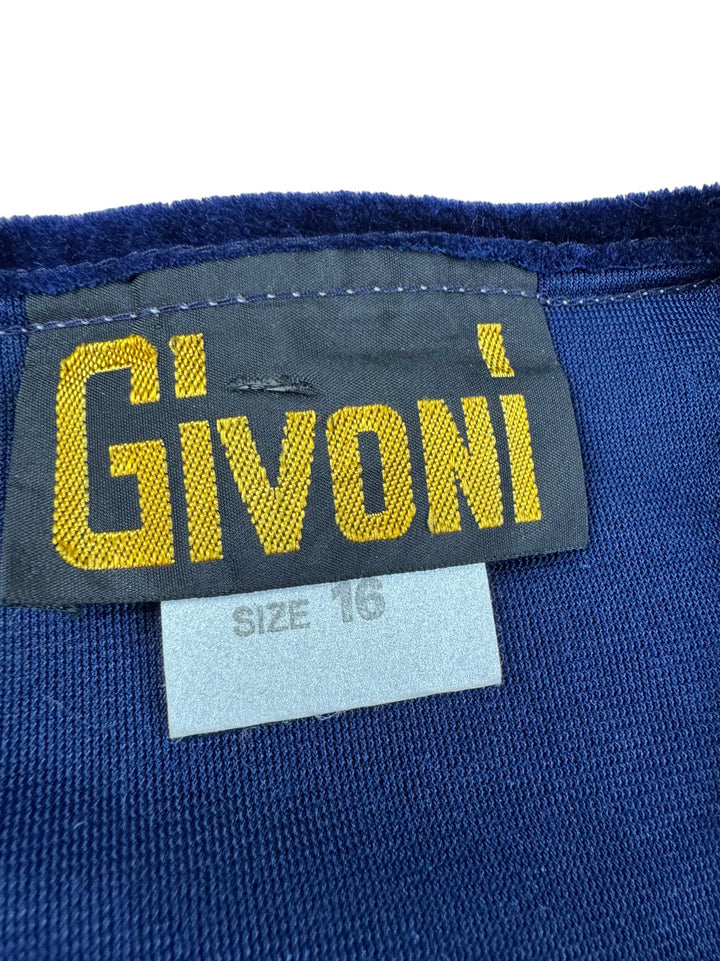 Givoni Blue Velour Robe - S - Think Vintage ltd