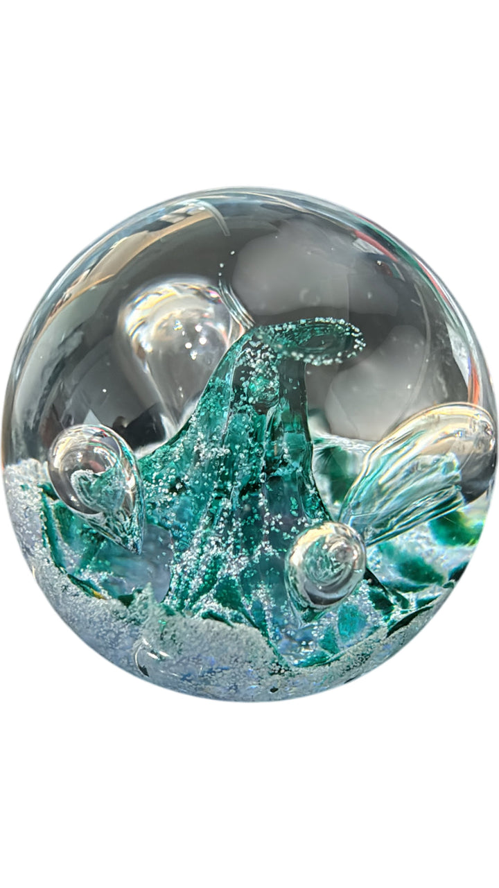 Glass Paperweight Decorative Waves Design Handcrafted Art Piece - Think Vintage