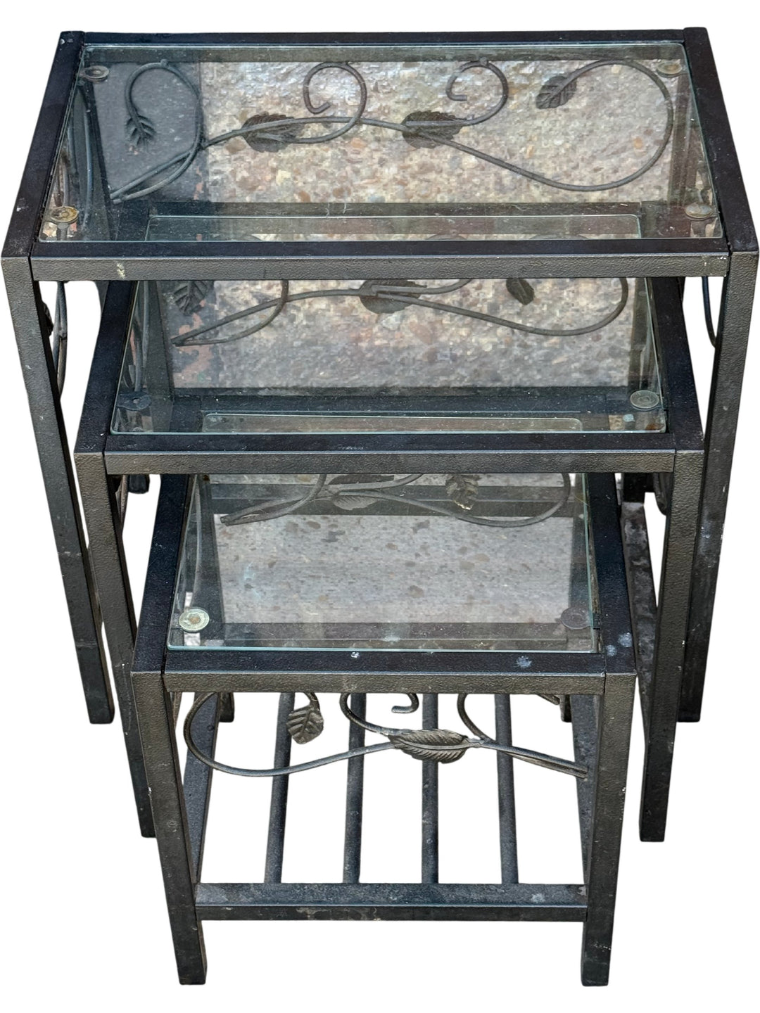 Glass and Metal Nesting Accent Tables - Think Vintage