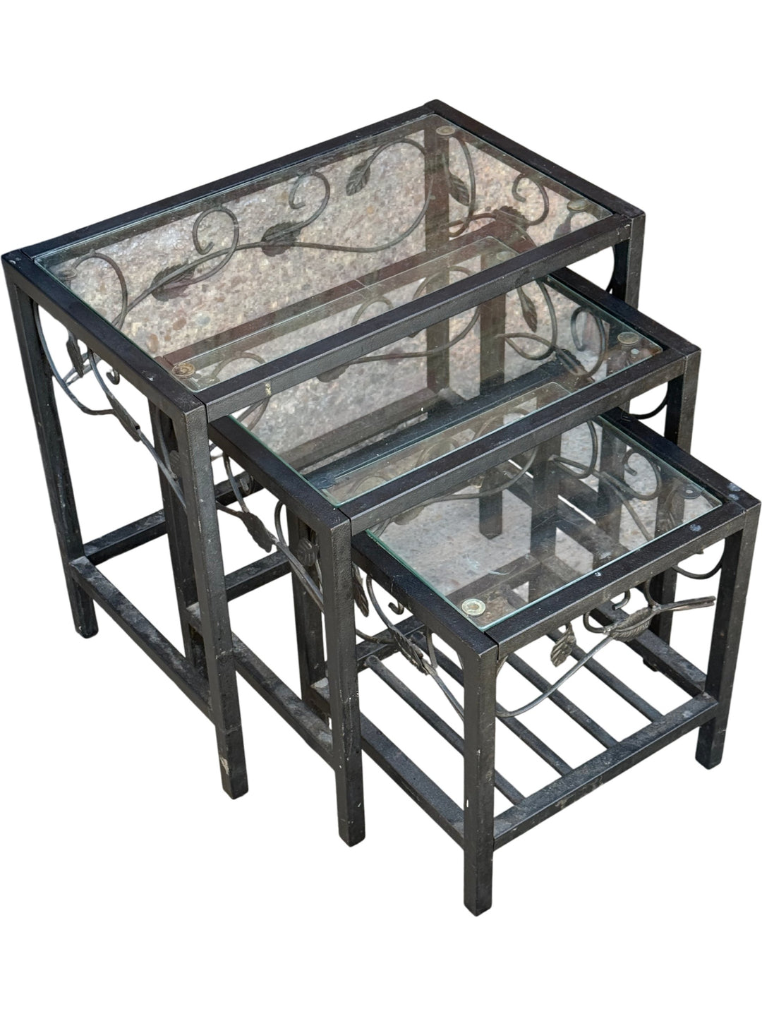Glass and Metal Nesting Accent Tables - Think Vintage