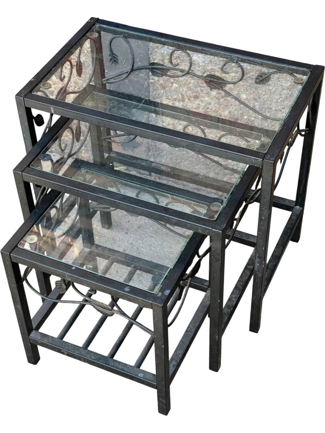 Glass and Metal Nesting Accent Tables - Think Vintage