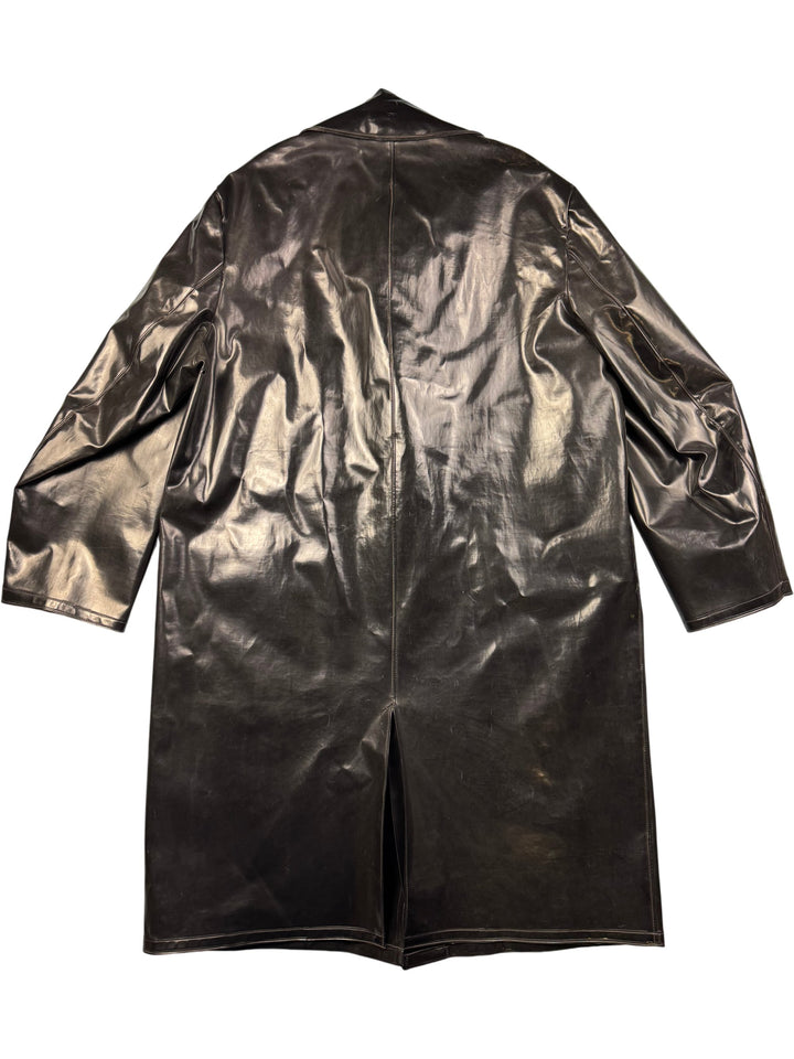 Glossy Black Long Rain Coat - L/XL