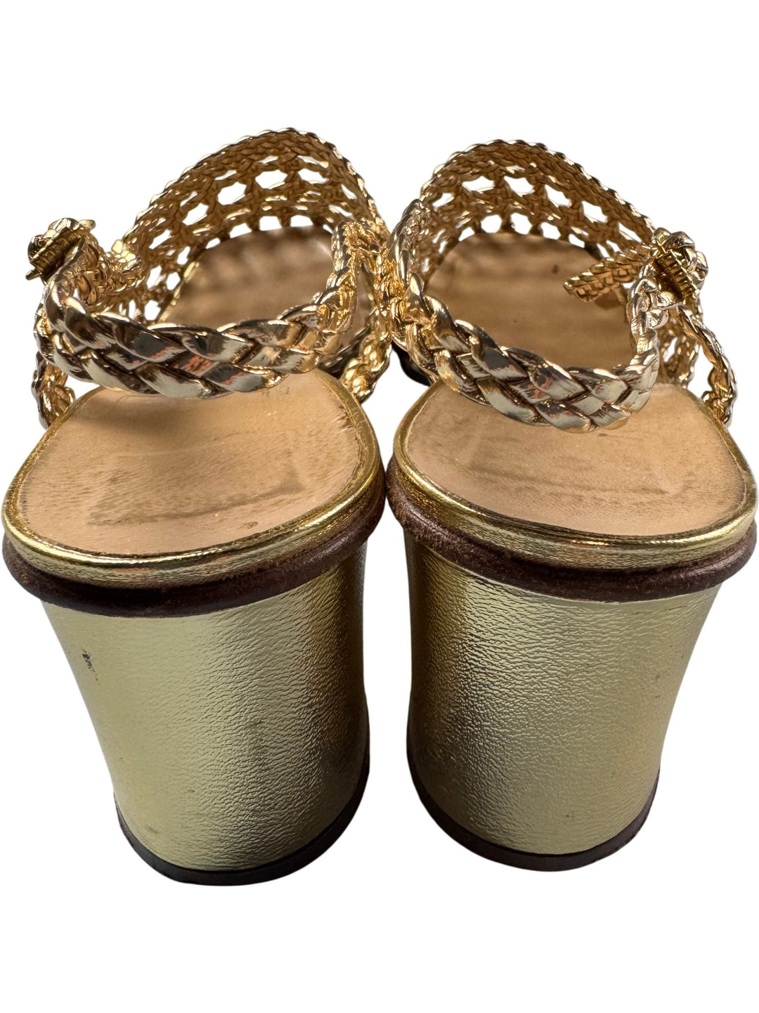 Gold Braided Slingback Sandals - Think Vintage ltd