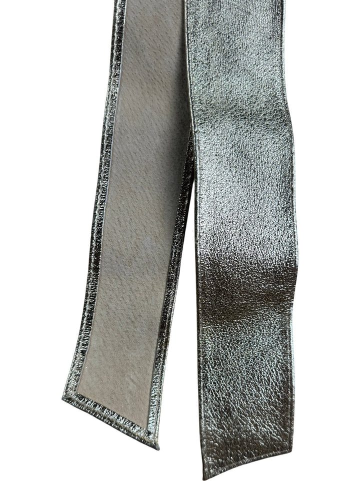 Gold Metallic Leather Belt - Think Vintage ltd