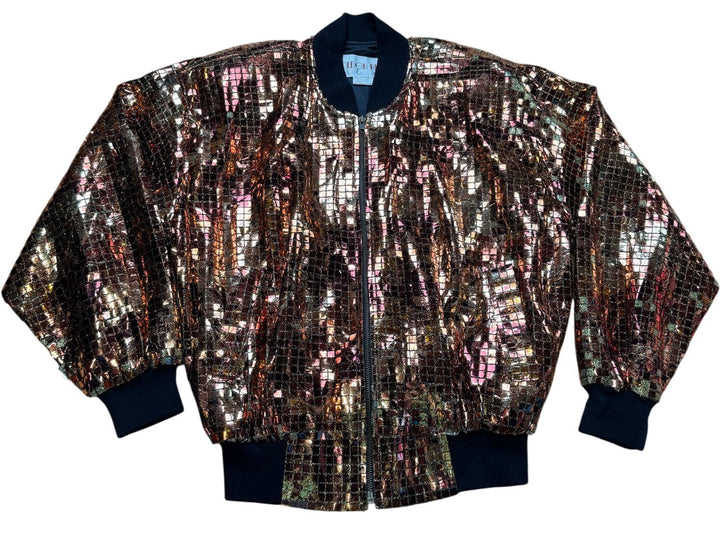 Gold Sequin Bomber Jacket - XXL
