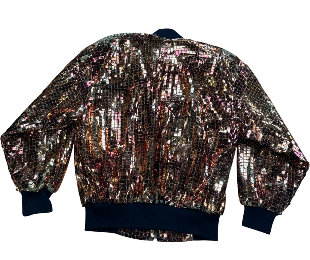 Gold Sequin Bomber Jacket - XXL