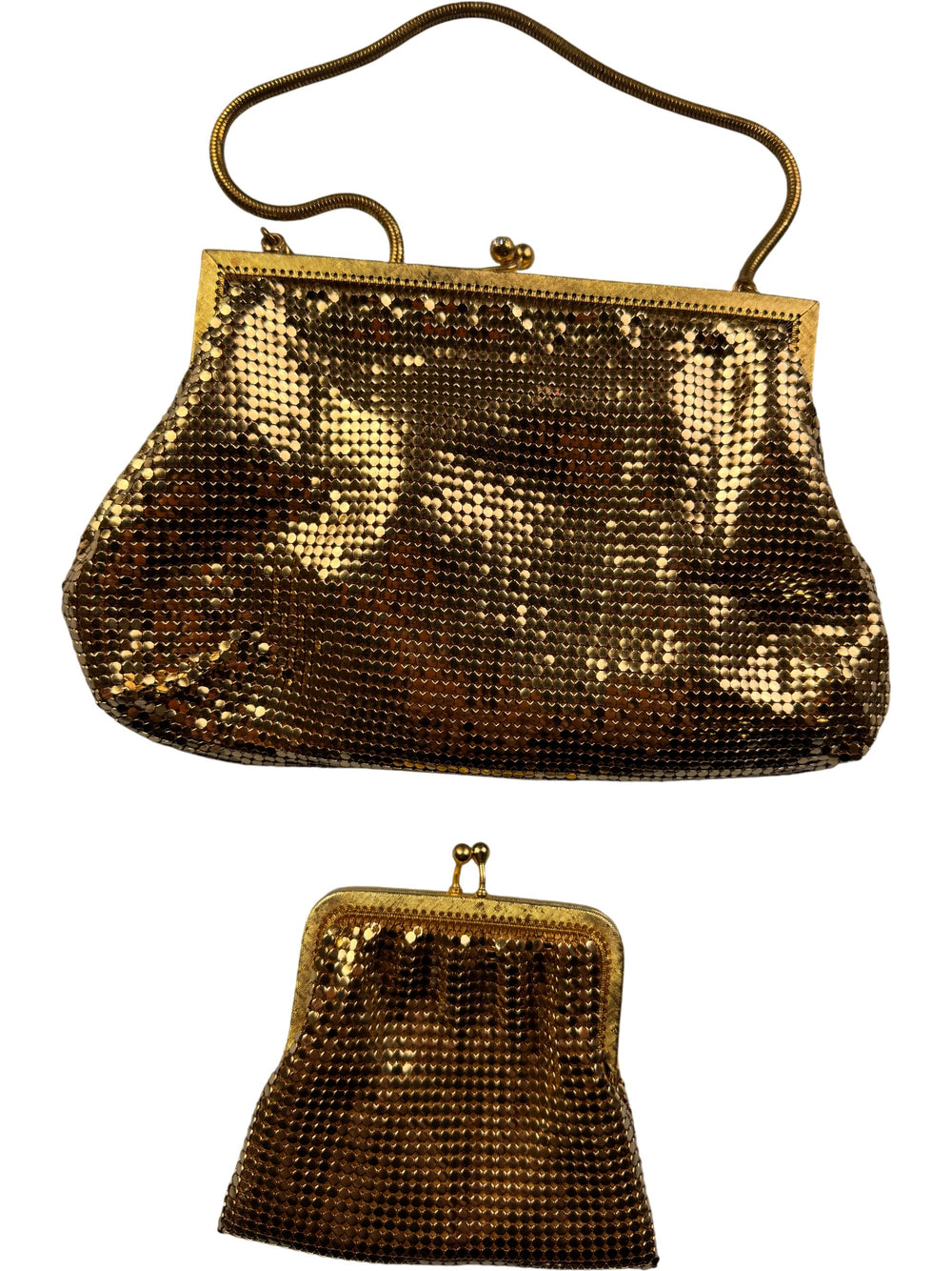 Gold Tone Mesh Minaudière Bag - Think Vintage