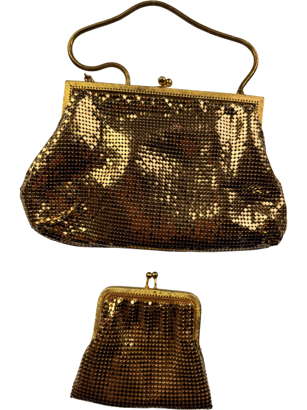 Gold Tone Mesh Minaudière Bag - Think Vintage Online Ltd