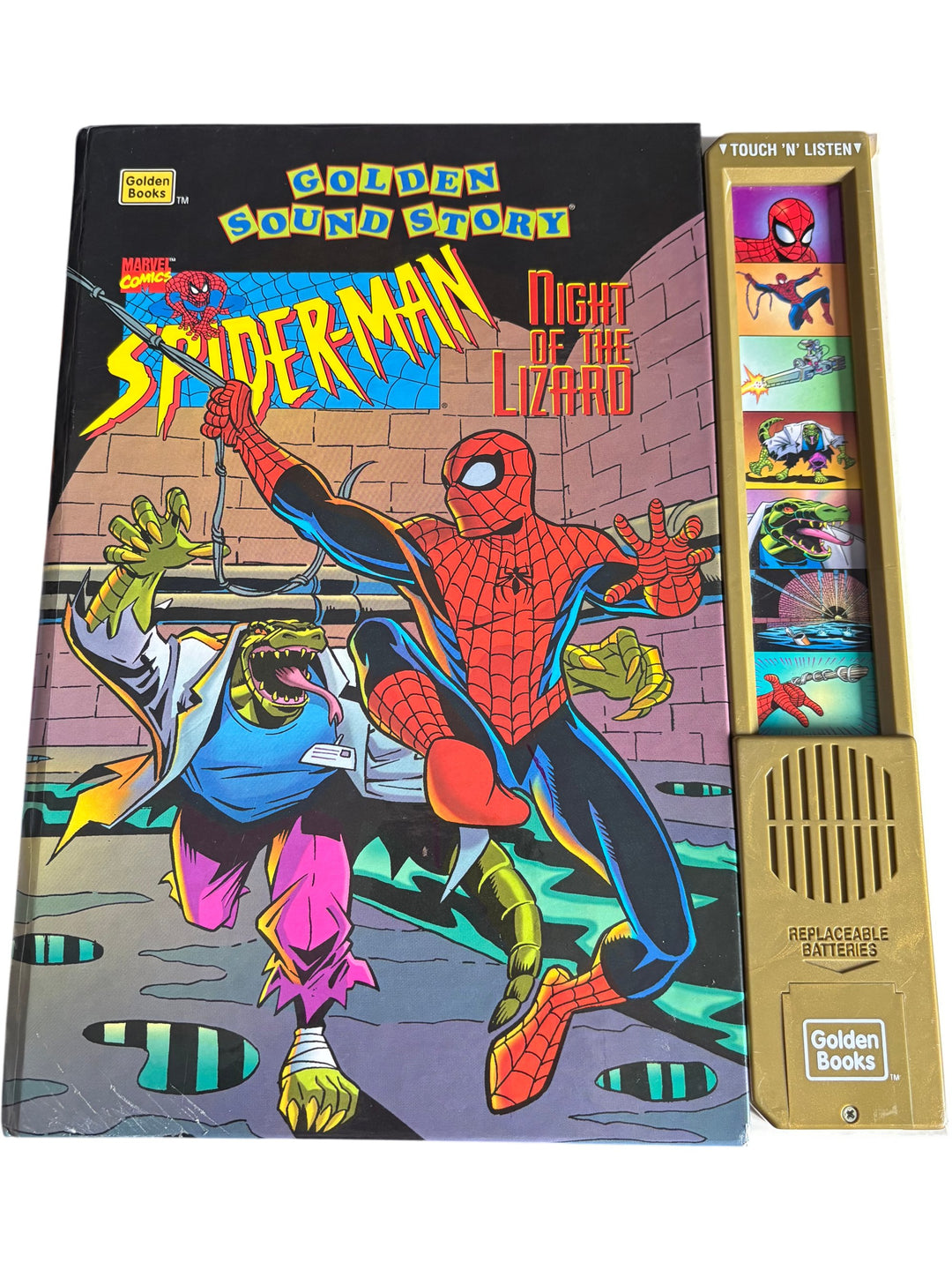 Golden Sound Story Spider-Man Night of the Lizard Electronic Storybook - Think Vintage